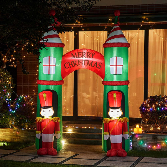10 ft Lighted Inflatable Arch Gate with Soldiers Décor