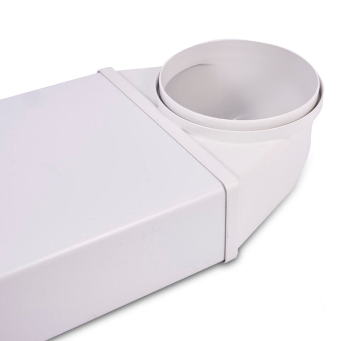 100mm Round to Flat 150mm x 70mm Vertical 90° Elbow - Luxair Cooker Hoods Limited