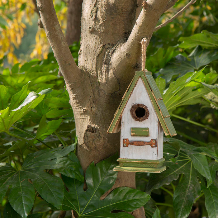 10.75"H Wood Green Roof Garden Birdhouse