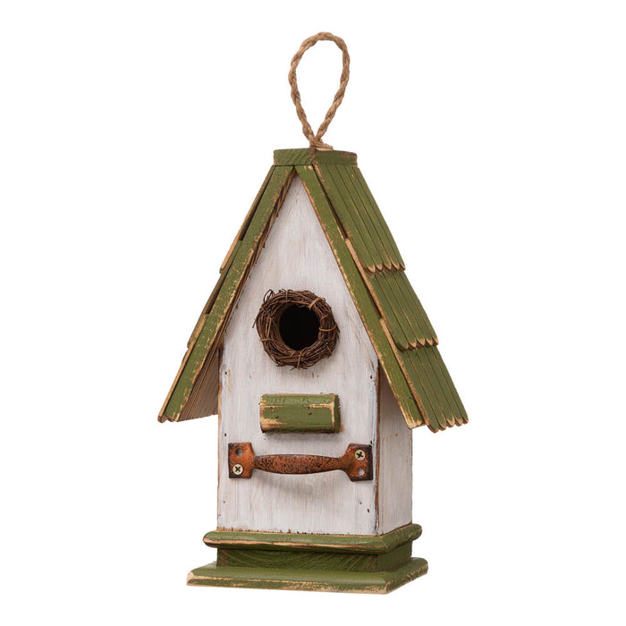 10.75"H Wood Green Roof Garden Birdhouse