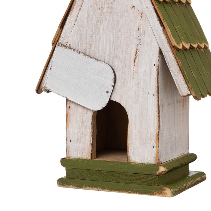 10.75"H Wood Green Roof Garden Birdhouse