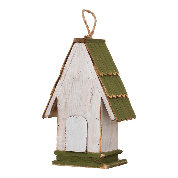 10.75"H Wood Green Roof Garden Birdhouse