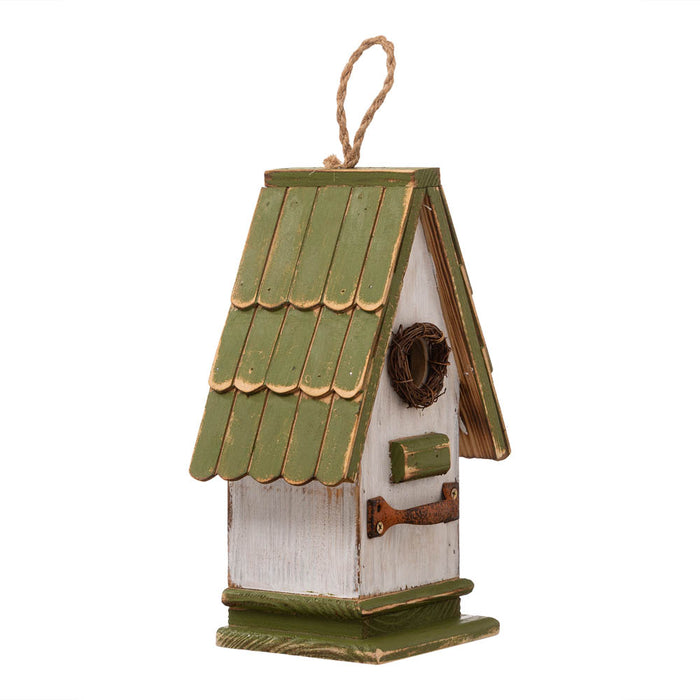 10.75"H Wood Green Roof Garden Birdhouse