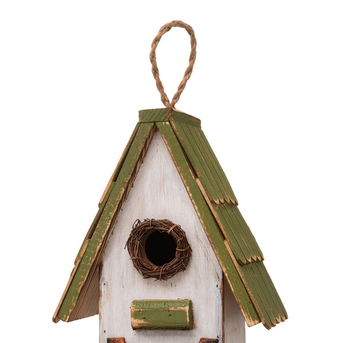 10.75"H Wood Green Roof Garden Birdhouse