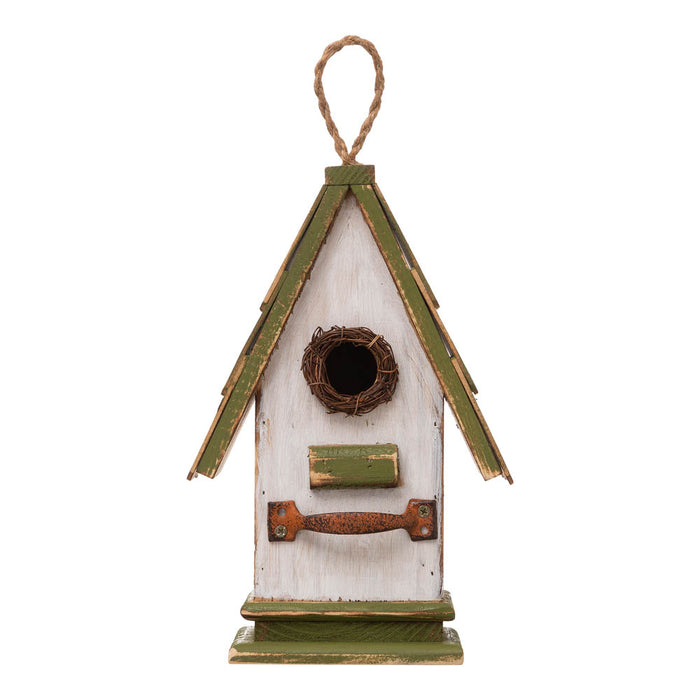 10.75"H Wood Green Roof Garden Birdhouse