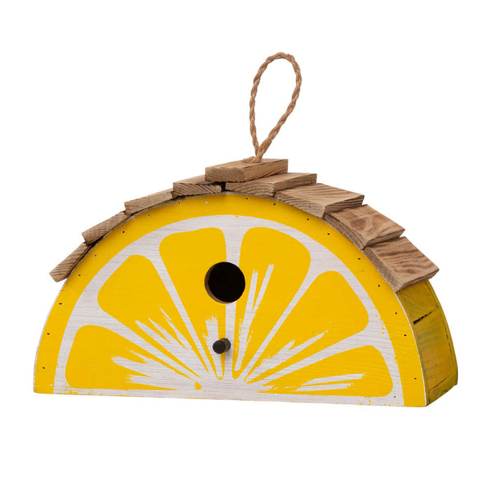 11.5"L  Distressed Solid Wood Lemon Birdhouse