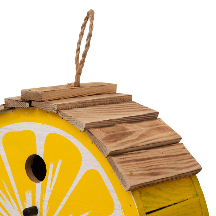 11.5"L  Distressed Solid Wood Lemon Birdhouse