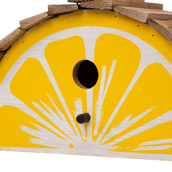 11.5"L  Distressed Solid Wood Lemon Birdhouse