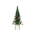 11.61"H Green Striped Table Decor Glass Christmas Tree