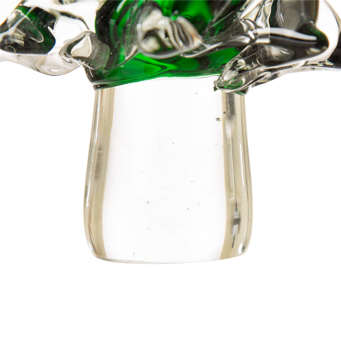 11.61"H Green Striped Table Decor Glass Christmas Tree