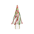 11.61"H Red/Green Table Decor Striped Glass Christmas Tree