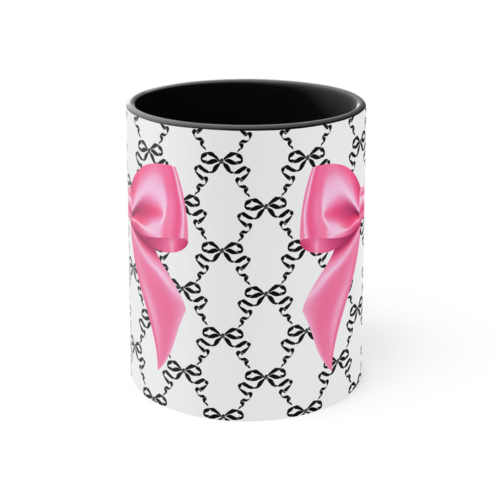 11oz Coquette Black with Pink Bow Ceramic Mug
