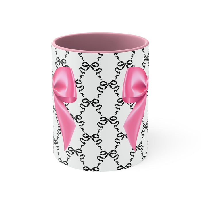 11oz Coquette Black with Pink Bow Ceramic Mug