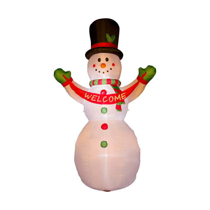 12 ft Lighted Inflatable Snowman Decor with "Welcome" Banner
