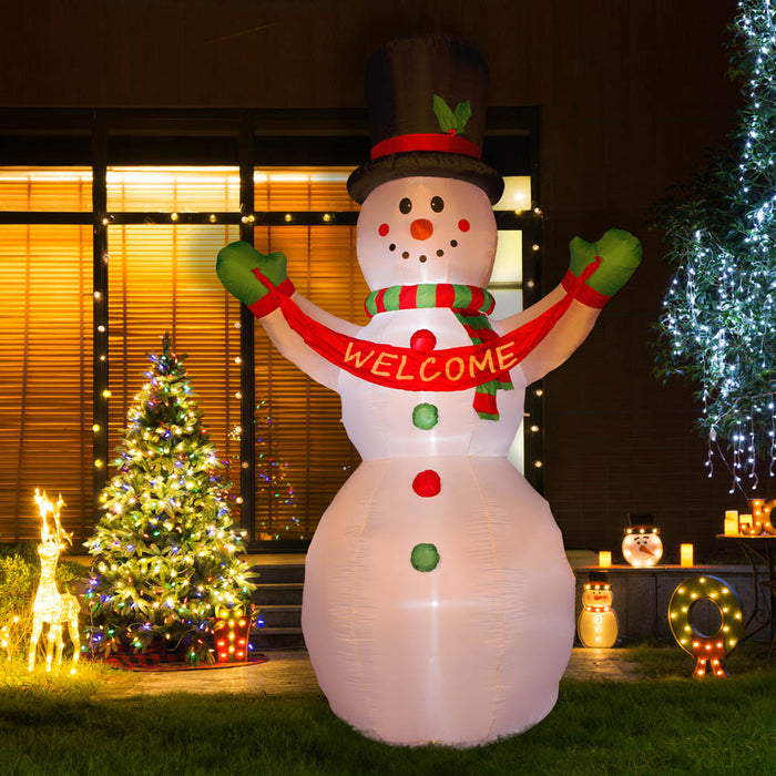12 ft Lighted Inflatable Snowman Decor with "Welcome" Banner