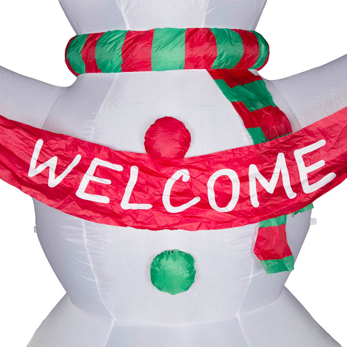 12 ft Lighted Inflatable Snowman Decor with "Welcome" Banner