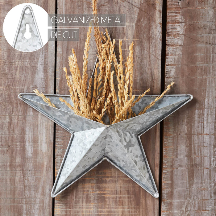 12" Galvanized Barn Star with Pocket - Primitive Star Quilt Shop