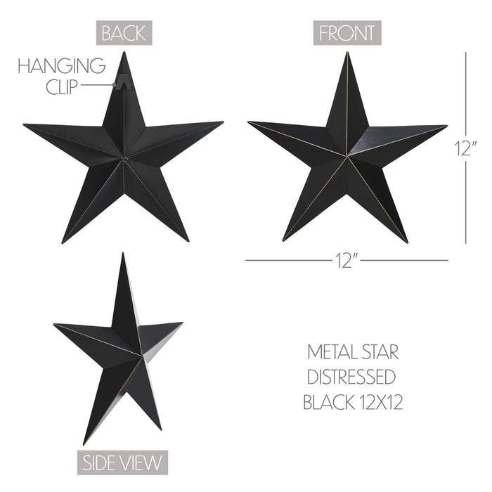 12" Satin Black Metal Barn Star - Primitive Star Quilt Shop