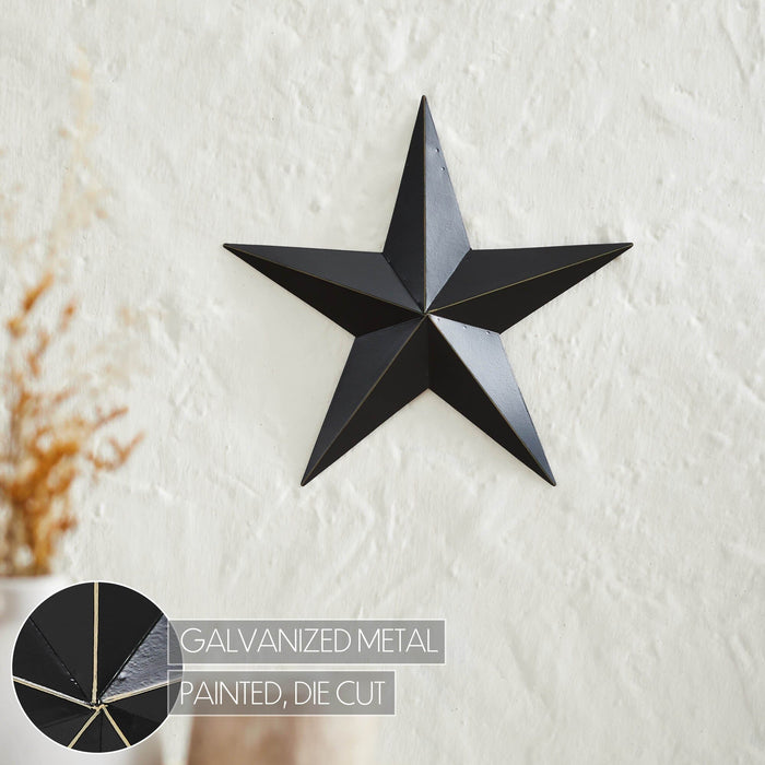 12" Satin Black Metal Barn Star - Primitive Star Quilt Shop