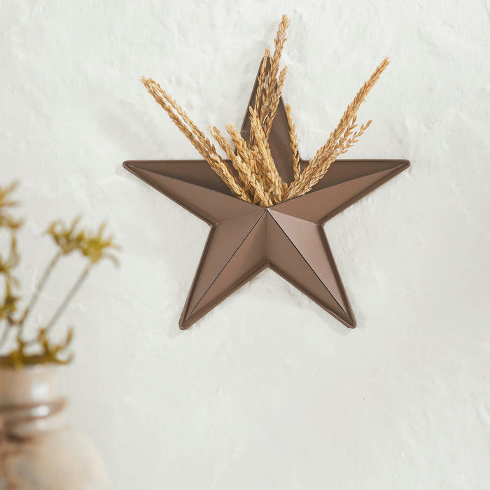 12" Satin Brown Metal Barn Star with Pocket - Primitive Star Quilt Shop