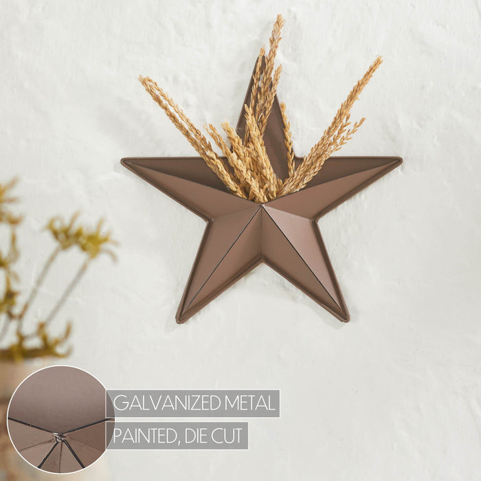 12" Satin Brown Metal Barn Star with Pocket - Primitive Star Quilt Shop