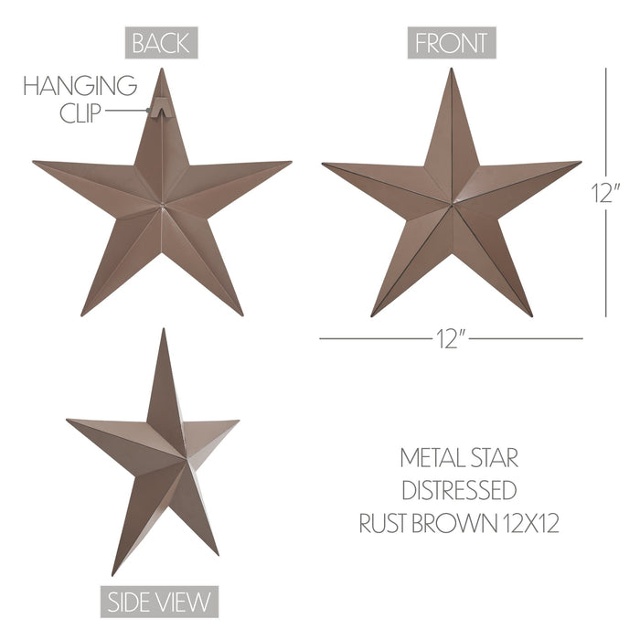 12" Satin Brown Metal Barn Star - Primitive Star Quilt Shop