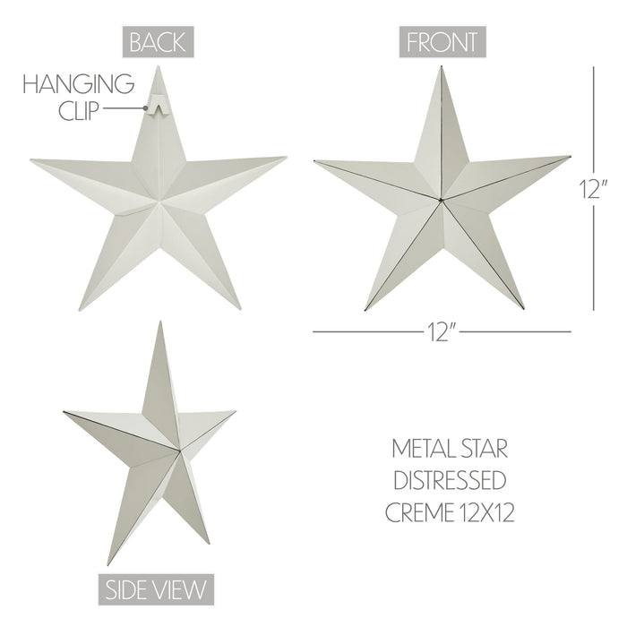 12" Satin Creme Metal Barn Star - Primitive Star Quilt Shop