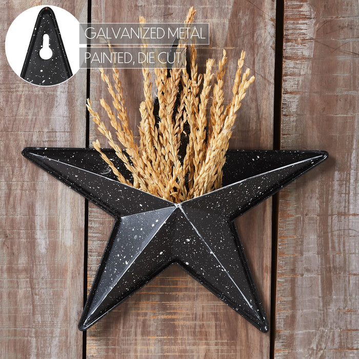 12" Speckled Black Barn Star with Pocket - Primitive Star Quilt Shop