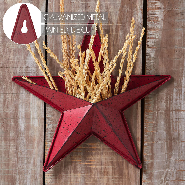 12" Speckled Cranberry Barn Star with Pocket - Primitive Star Quilt Shop