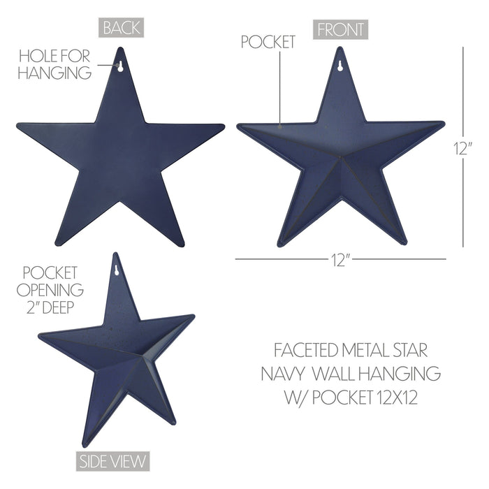 12" Speckled Navy Barn Star with Pocket - Primitive Star Quilt Shop