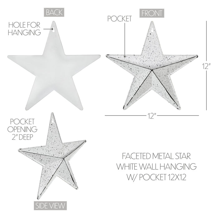 12" Speckled White Barn Star with Pocket - Primitive Star Quilt Shop