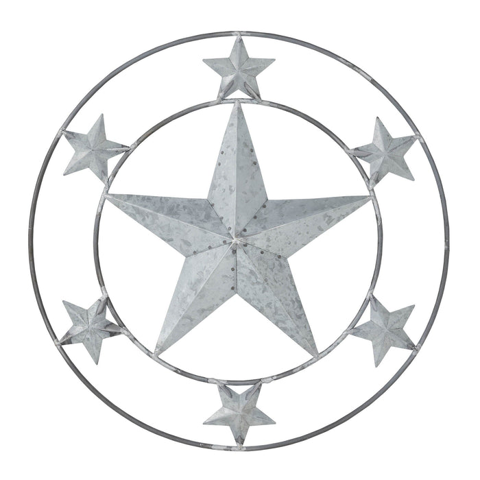 12.5" Round Galvanized Stars Wall Decor - Primitive Star Quilt Shop