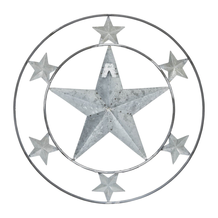 12.5" Round Galvanized Stars Wall Decor - Primitive Star Quilt Shop
