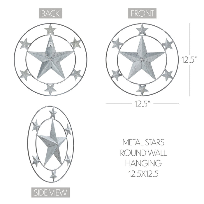 12.5" Round Galvanized Stars Wall Decor - Primitive Star Quilt Shop
