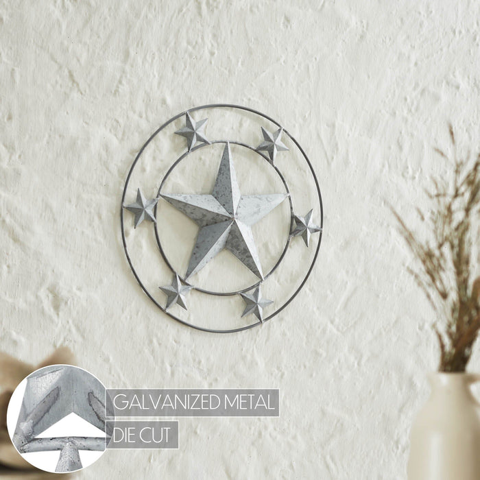 12.5" Round Galvanized Stars Wall Decor - Primitive Star Quilt Shop