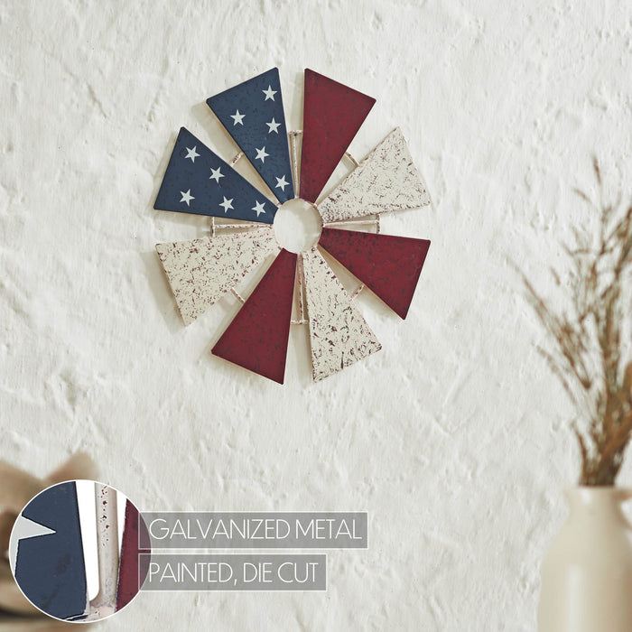 12.5" USA Metal Windmill Blades Wall Decor - Primitive Star Quilt Shop