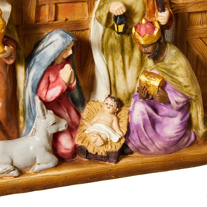 12.5"L Lighted Resin Nativity Set