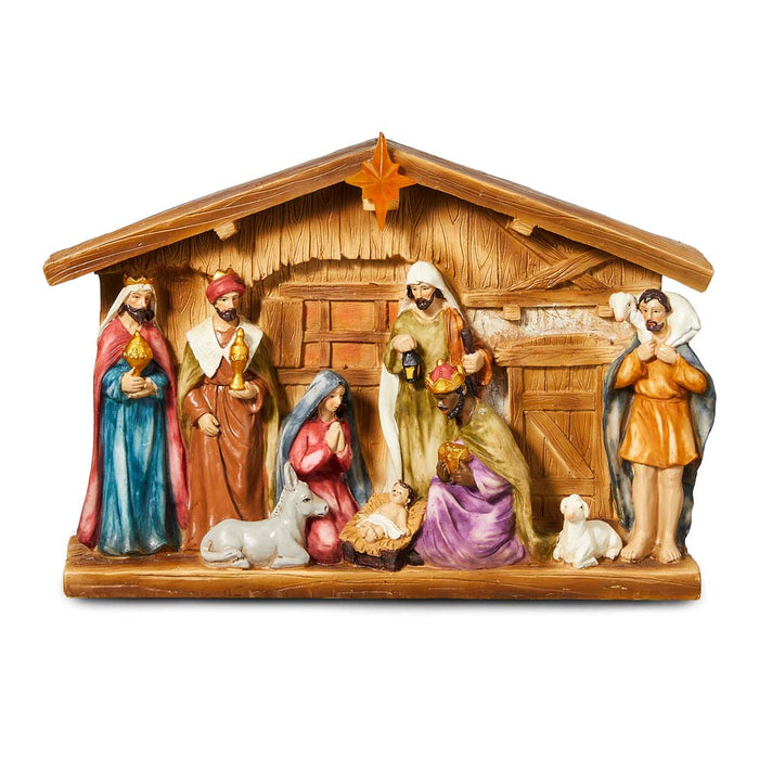 12.5"L Lighted Resin Nativity Set