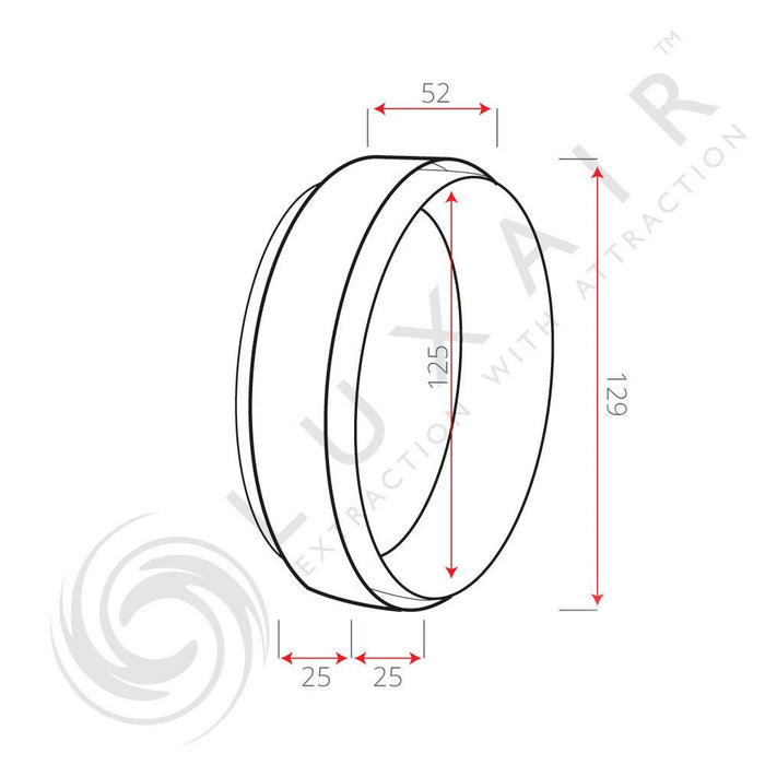 125mm (5") Round To Round Pipe Connector Collar - Luxair Cooker Hoods Limited