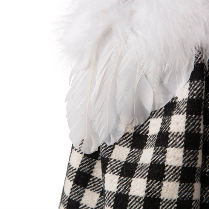 12"H Black/White Plaid Angel Tree Topper