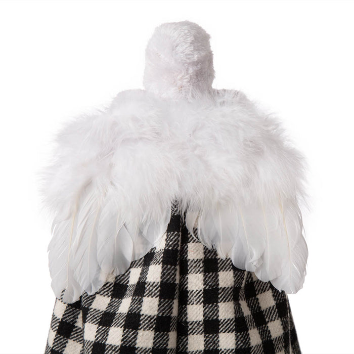 12"H Black/White Plaid Angel Tree Topper