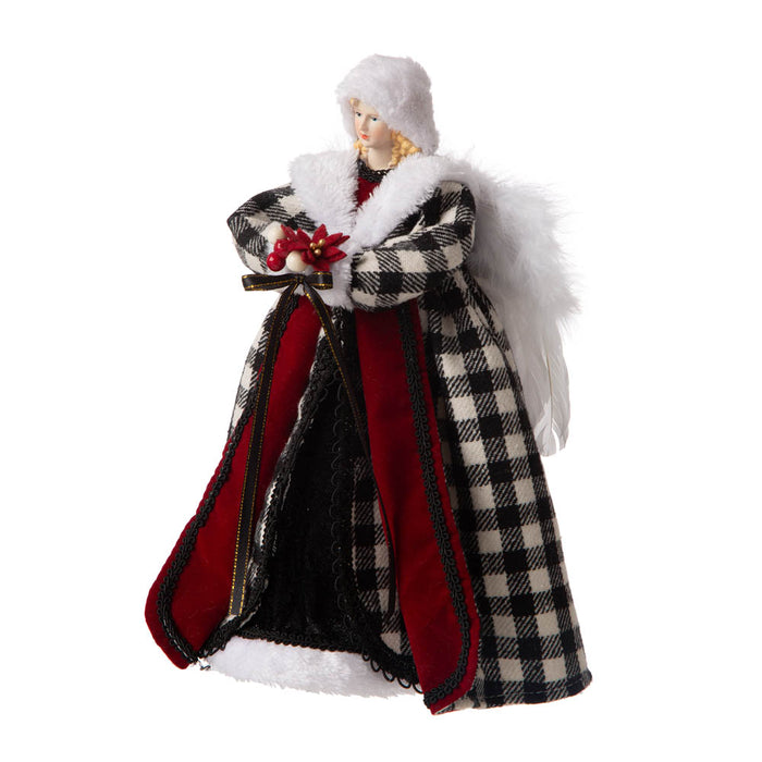 12"H Black/White Plaid Angel Tree Topper