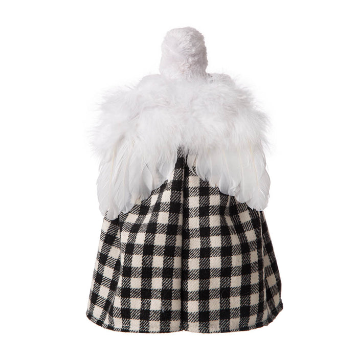 12"H Black/White Plaid Angel Tree Topper