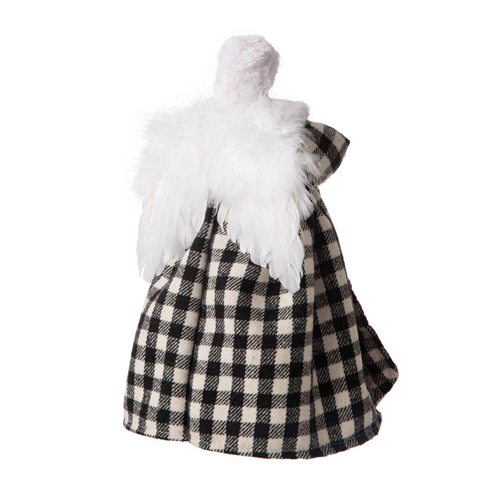 12"H Black/White Plaid Angel Tree Topper