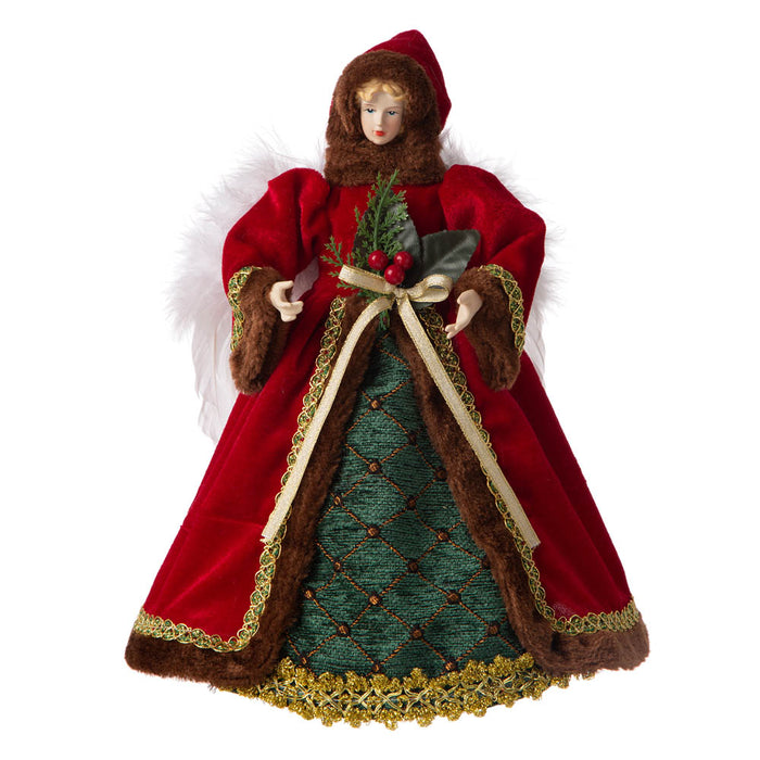 12"H Christmas Red Velvet Angel Tree Topper