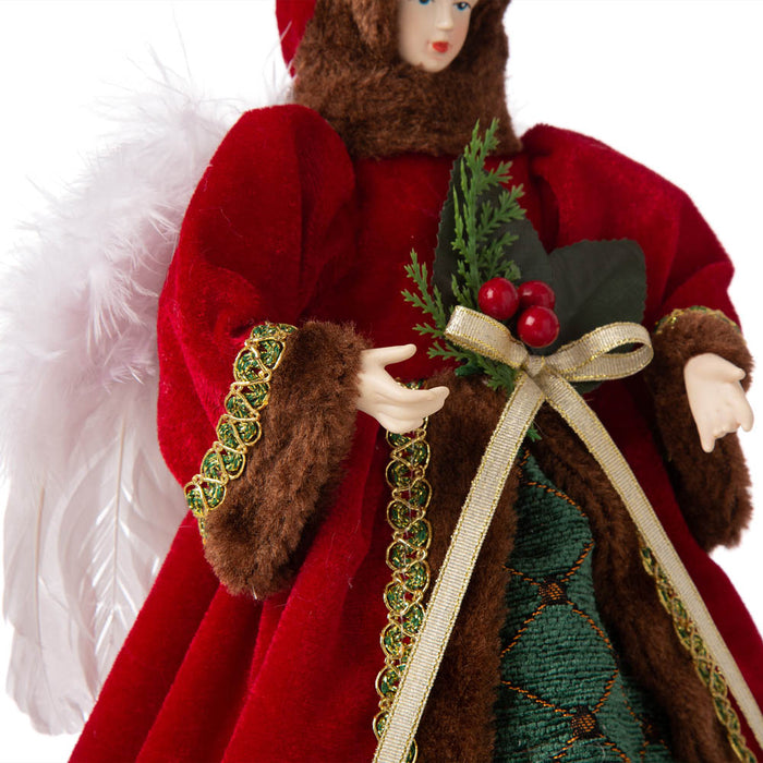 12"H Christmas Red Velvet Angel Tree Topper