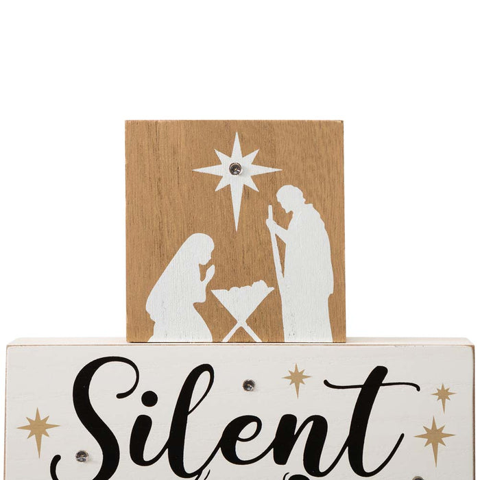 12"H Lighted Wooden Nativity Block Word Sign Decor