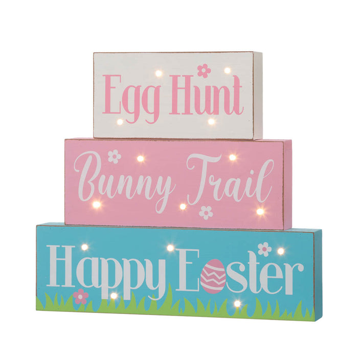 12"L Easter LED Lighted Wooden/Metal Block Word Sign (14 Bulbs)