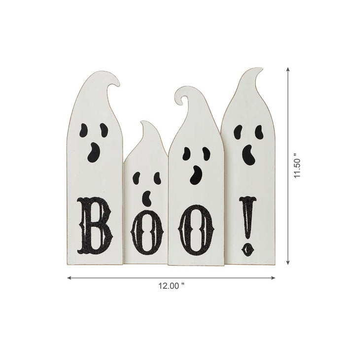 12"L Halloween Wooden Ghost Table Decor