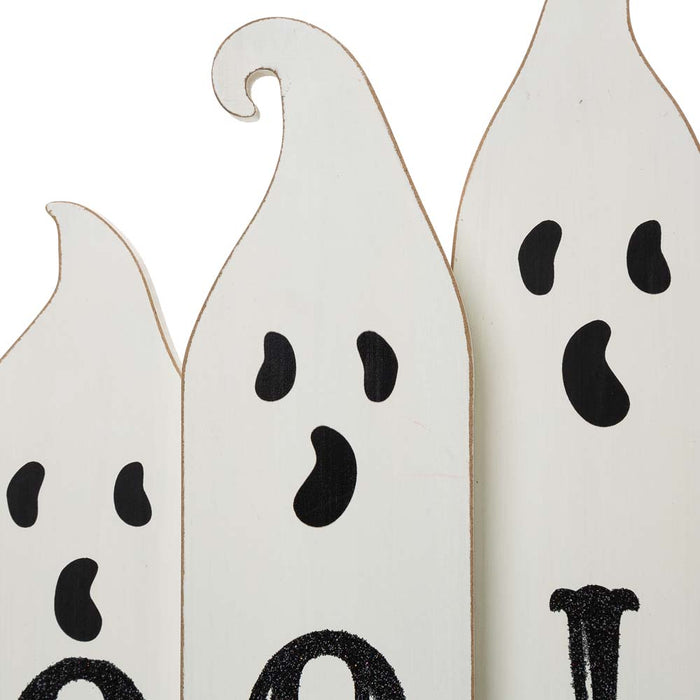 12"L Halloween Wooden Ghost Table Decor